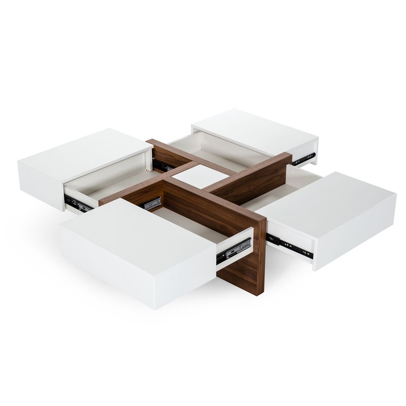 Pemberly Row Makai Square MDF Wood Coffee Table with Storage