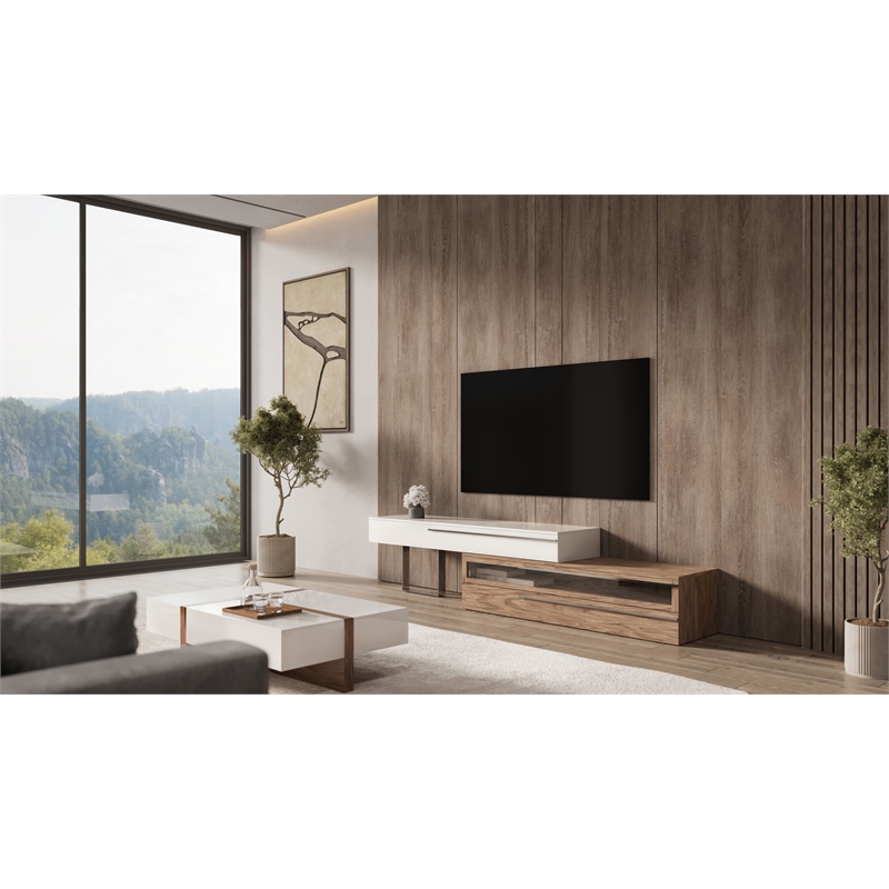 Pemberly Row Makai Square MDF Wood Coffee Table with Storage
