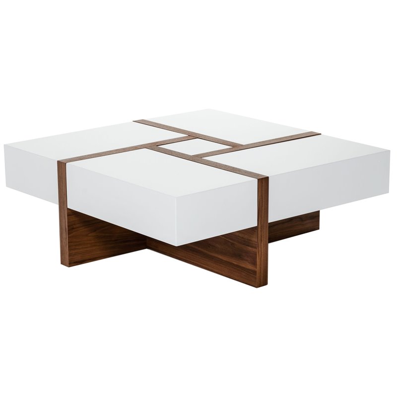 Pemberly Row Makai Square MDF Wood Coffee Table with Storage