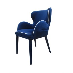 Pemberly Row Wingback Blue Fabric and Metal Dining Chair