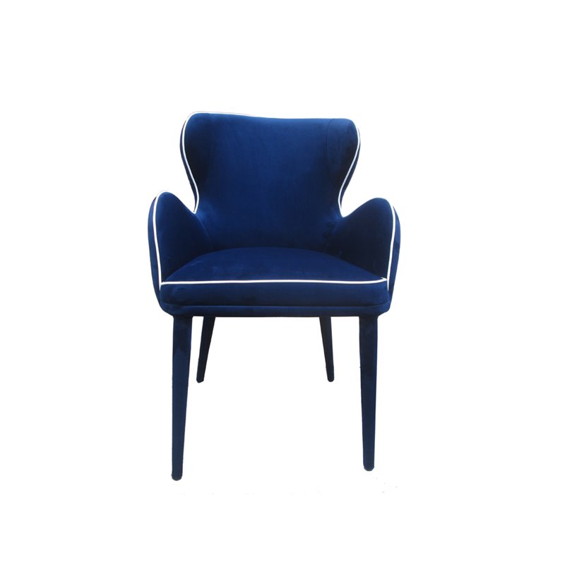 Pemberly Row Wingback Blue Fabric and Metal Dining Chair