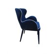 Pemberly Row Wingback Blue Fabric and Metal Dining Chair