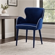 Pemberly Row Wingback Blue Fabric and Metal Dining Chair