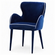 Pemberly Row Wingback Blue Fabric and Metal Dining Chair
