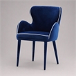Pemberly Row Wingback Blue Fabric and Metal Dining Chair