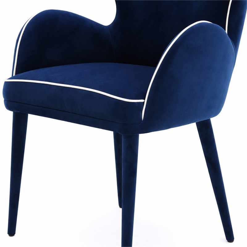 Pemberly Row Wingback Blue Fabric and Metal Dining Chair