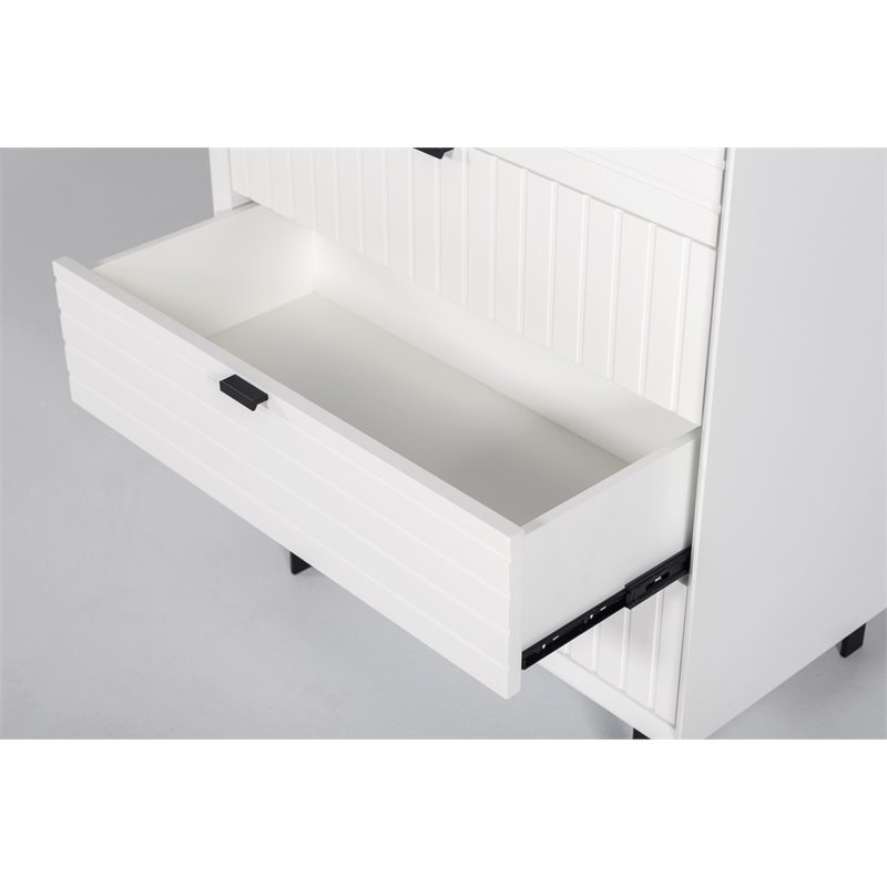 Pemberly Row Valencia Contemporary 5-Drawer Wood Chest in White and Black