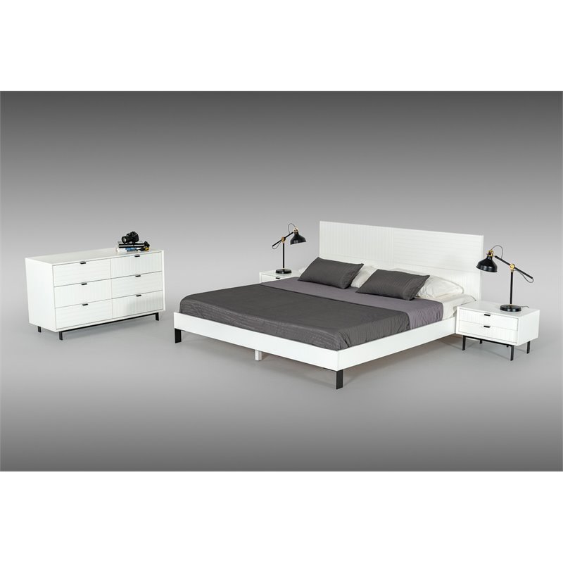 Pemberly Row Contemporary White Matte Wood Dresser with 6 Drawers