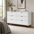 Pemberly Row Contemporary White Matte Wood Dresser with 6 Drawers