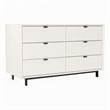 Pemberly Row Contemporary White Matte Wood Dresser with 6 Drawers