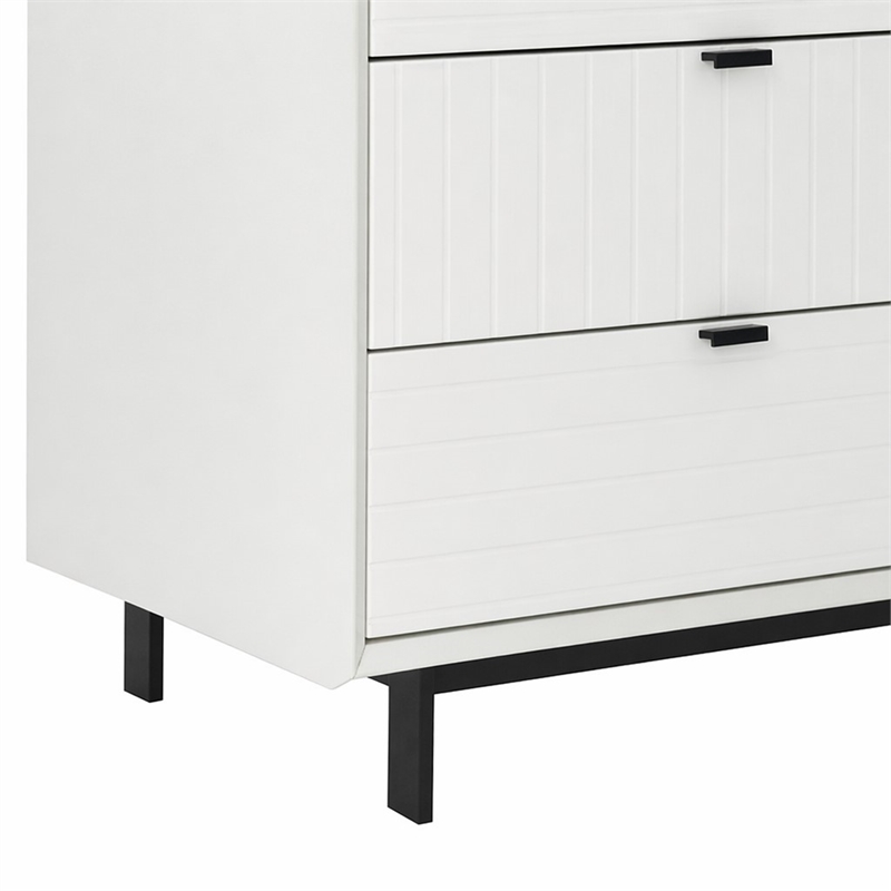 Pemberly Row Contemporary White Matte Wood Dresser with 6 Drawers