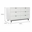 Pemberly Row Contemporary White Matte Wood Dresser with 6 Drawers