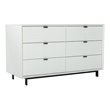 Pemberly Row Contemporary White Matte Wood Dresser with 6 Drawers
