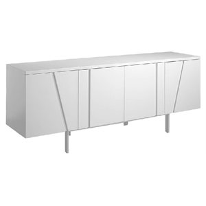 Pemberly Row 4-Door Buffet in White MDF Wood with Metal Legs