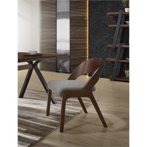 Pemberly Row Modern Fabric Dining Chairs in Walnut/Gray (Set of 2)
