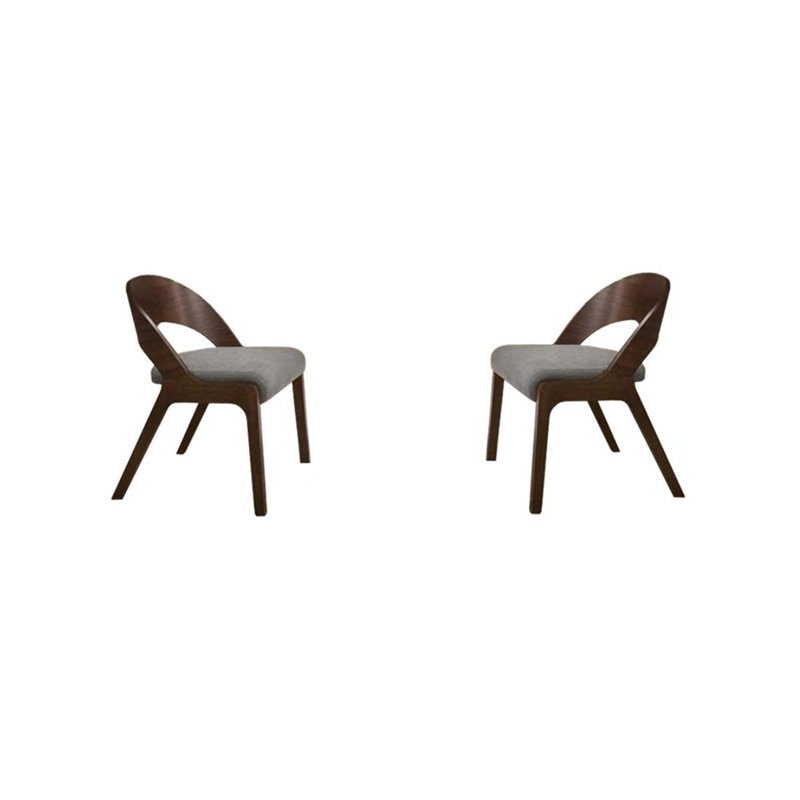 Pemberly Row Modern Fabric Dining Chairs in Walnut/Gray (Set of 2)