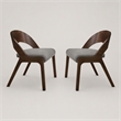 Pemberly Row Modern Fabric Dining Chairs in Walnut/Gray (Set of 2)