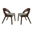 Pemberly Row Modern Fabric Dining Chairs in Walnut/Gray (Set of 2)