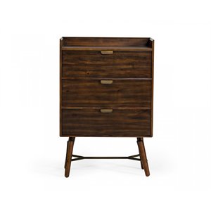 Pemberly Row Mid-Century Acacia Wood Chest with Metal Drawer Glides in Brown