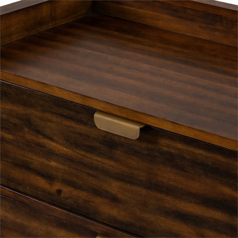 Pemberly Row Mid-Century Acacia Wood Chest with Metal Drawer Glides in Brown