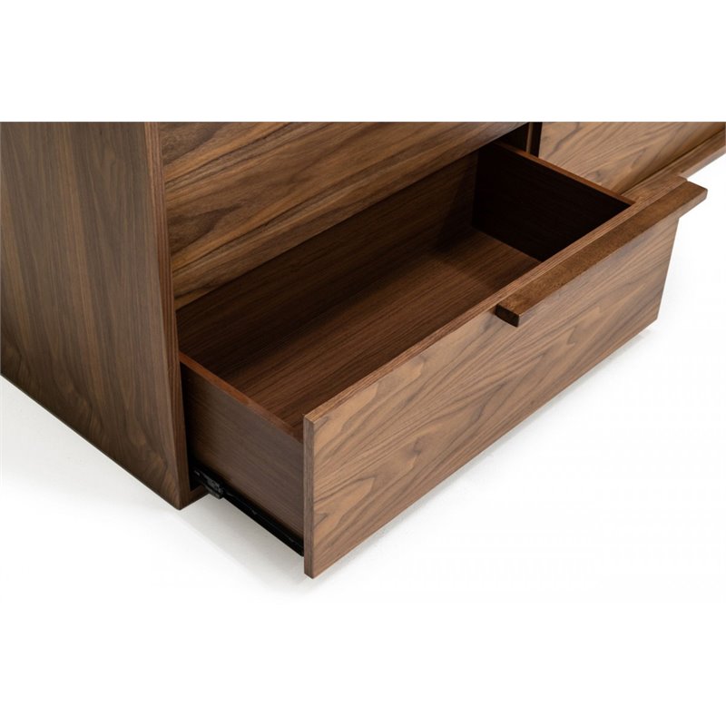 Pemberly Row Modern 6-Drawer Bedroom Dresser in Walnut Veneer