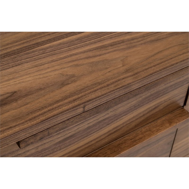 Pemberly Row Modern 6-Drawer Bedroom Dresser in Walnut Veneer
