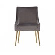 Pemberly Row Gray Velvet Dining Chairs with Gold Legs (Set of 2)