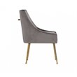 Pemberly Row Gray Velvet Dining Chairs with Gold Legs (Set of 2)