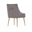 Pemberly Row Gray Velvet Dining Chairs with Gold Legs (Set of 2)