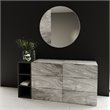 Pemberly Row 6-Drawer Veneer Wood Dresser with Faux Marble Finish in Gray