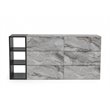 Pemberly Row 6-Drawer Veneer Wood Dresser with Faux Marble Finish in Gray