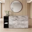 Pemberly Row 6-Drawer Veneer Wood Dresser with Faux Marble Finish in Gray