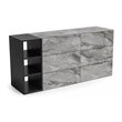 Pemberly Row 6-Drawer Veneer Wood Dresser with Faux Marble Finish in Gray