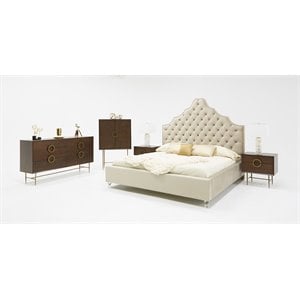 Pemberly Row 6-Drawer Acacia Wood Dresser with Antique Brass Finish in Brown