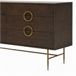 Pemberly Row 6-Drawer Acacia Wood Dresser with Antique Brass Finish in Brown