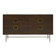 Pemberly Row 6-Drawer Acacia Wood Dresser with Antique Brass Finish in Brown