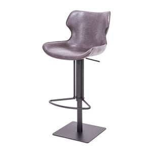 Pemberly Row Jamila Adjustable Faux Leather Bar Stool in Dark Brown