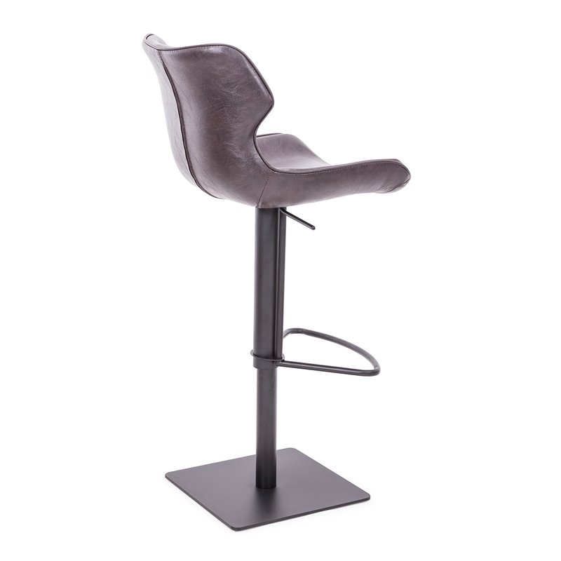 Pemberly Row Jamila Adjustable Faux Leather Bar Stool in Dark Brown