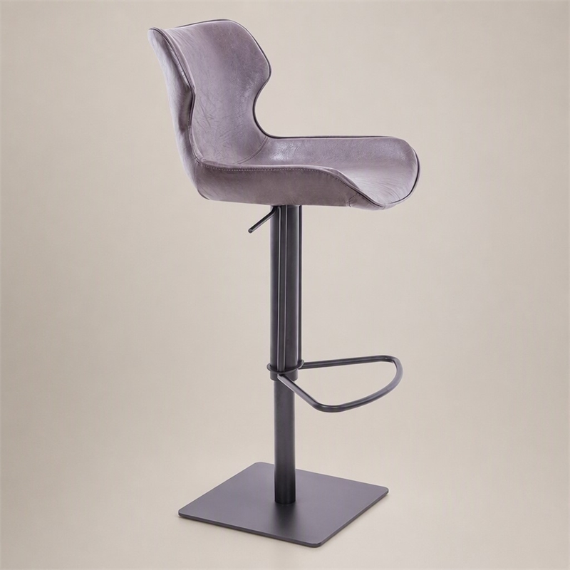 Pemberly Row Jamila Adjustable Faux Leather Bar Stool in Dark Brown