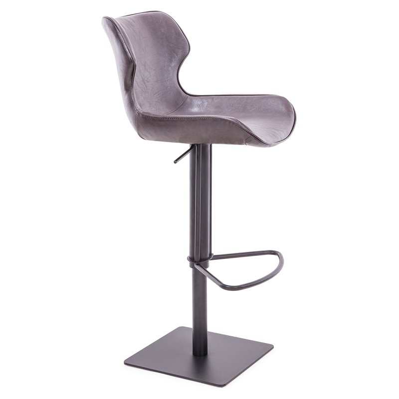 Pemberly Row Jamila Adjustable Faux Leather Bar Stool in Dark Brown