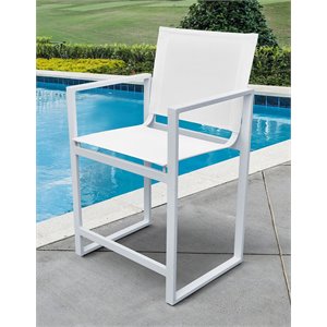 Pemberly Row 21.7&quot Modern Aluminum Outdoor Counter Stool in White