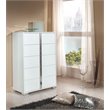 Pemberly Row 5-Drawer MDF Wood and Steel Bedroom Chest in White/Silver