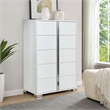 Pemberly Row 5-Drawer MDF Wood and Steel Bedroom Chest in White/Silver