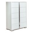 Pemberly Row 5-Drawer MDF Wood and Steel Bedroom Chest in White/Silver