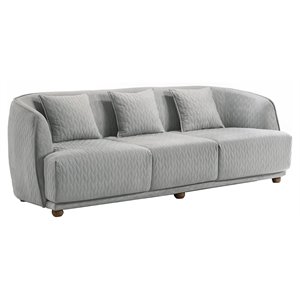 Pemberly Row Modern Upholstered Fabric Sofa in Light Gray with Accent Pillows