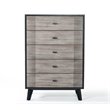 Pemberly Row Veneer Wood 5-Drawer Bedroom Chest in Gray/Black