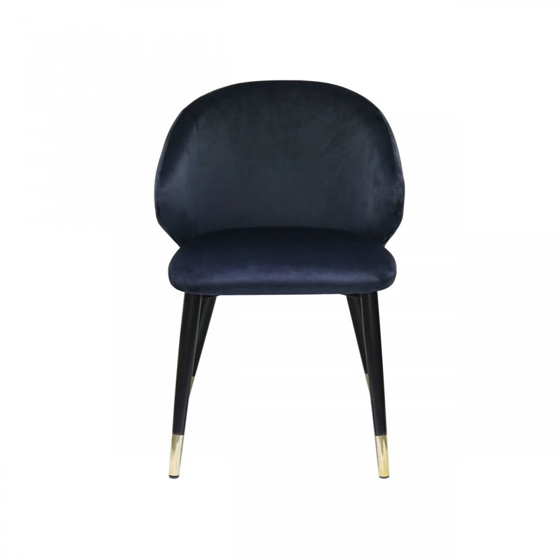 Pemberly Row Wingback Velvet Dining Chairs in Blue/Metal (Set of 2)