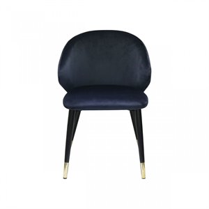 Pemberly Row Wingback Velvet Dining Chairs in Blue/Metal (Set of 2)