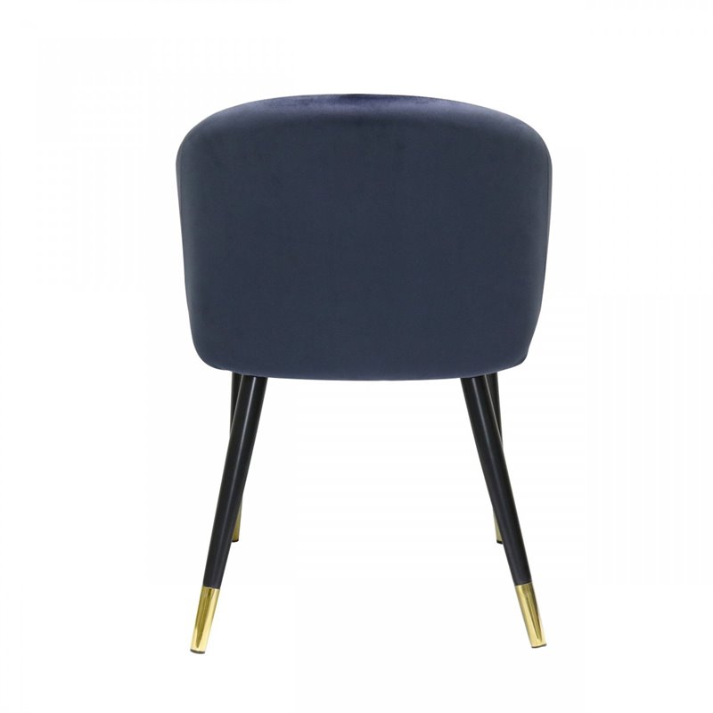 Pemberly Row Wingback Velvet Dining Chairs in Blue/Metal (Set of 2)