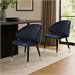 Pemberly Row Wingback Velvet Dining Chairs in Blue/Metal (Set of 2)